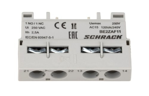 SCHRACK - BE2ZAF11 Segédérintkező, mellső, BE2, 1 nyitó, 1 záró