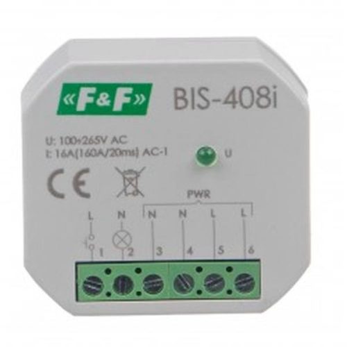F>F Filipowski - BIS-408-LED impulzusrelé - Impulzusrelé bistabil szerelődobozba 10A 1NO/NC 165/265VAC - HD Hungária - BIS-408-LED