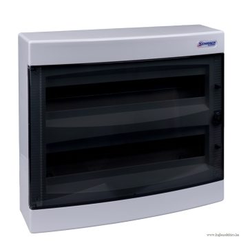   SCHRACK - Falonkívüli kiselosztó 2-soros, 36KE, átlátszó ajtó - BK080106--