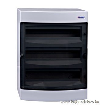   SCHRACK - Falonkívüli kiselosztó 3-soros, 54KE, átlátszó ajtó - BK080107--