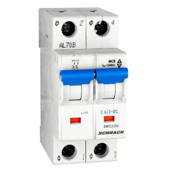   SCHRACK - Egyenáramú kismegszakító, C 6A 2 pólus,  7,5kA - BM015206--