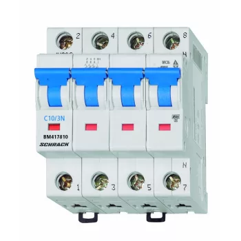 SCHRACK - Kismegszakító C 10A, 3+N 4,5kA - BM417810--