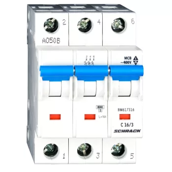   SCHRACK - Kismegszakító, C 16A, 3 pólusú, 6kA - BM617316--