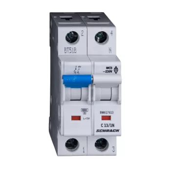 SCHRACK - Kismegszakító, C 13A, 1+N, 6kA - BM617613--