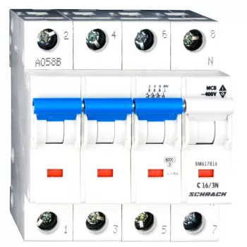 SCHRACK - Kismegszakító, C 16A, 3+N, 6kA - BM617816--