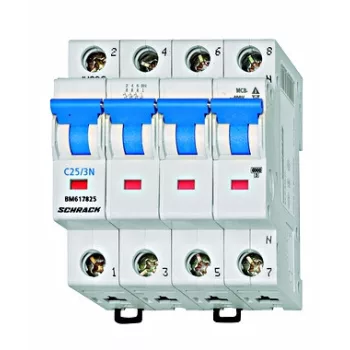 SCHRACK - Kismegszakító, C 25A, 3+N, 6kA - BM617825--