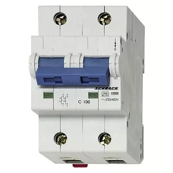   SCHRACK - Nagyáramú kismegszakító, C 100A, 2 pólusú, 10kA - BR972910--