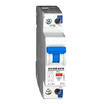 SCHRACK - Kismegszakító B 10A, 1+N, 6kA, 1KE - BS018510--