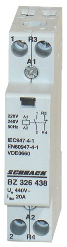 SCHRACK-BZ326438 Sorbaépíthető mágneskapcsoló 20A, 1z+1ny, 230V AC 1KE