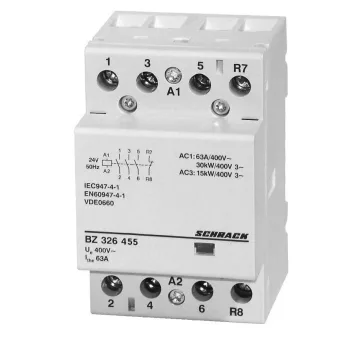   SCHRACK - Sorbaépíthető mágneskapcsoló 63A, 3z+1ny, 24V AC 3KE - BZ326455--