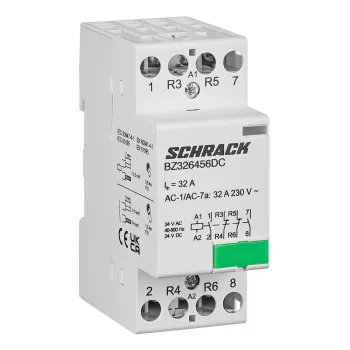   SCHRACK - Moduláris kontaktor 32A, 2 NO 2 NC, 24V AC/DC, 2KE Építési nagyság 2KE, Névleges áram 32A - BZ326456DC