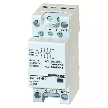   SCHRACK - Sorbaépíthető mágneskapcsoló 25A/4kW, 4z, 24V AC 2KE - BZ326460--