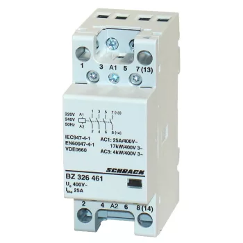   SCHRACK - Sorbaépíthető mágneskapcsoló 25A/4kW, 4z, 230V AC 2KE - BZ326461--
