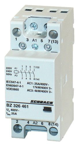 SCHRACK-BZ326461 Sorbaépíthető mágneskapcsoló 25A/4kW, 4z, 230V AC 2KE