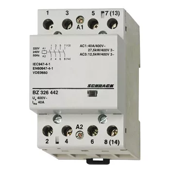   SCHRACK - Sorbaépíthető mágneskapcsoló 25A/4kW, 1z+3ny, 24V AC 2KE Névleges teljesítmény AC3/230V 1,30kW, Névleges teljesítmény AC3/400V 4kW, Védettségi fokozat IP20 - BZ326464--