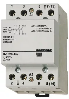 SCHRACK - Sorbaépíthető mágneskapcsoló 25A/4kW, 1z+3ny, 24V AC 2KE Névleges teljesítmény AC3/230V 1,30kW, Névleges teljesítmény AC3/400V 4kW, Védettségi fokozat IP20 - BZ326464--