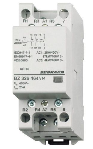 SCHRACK - BZ326464VM Sorbaépíthető mágneskapcsoló 25A, 1z+3ny, 24V ACDC 2KE
