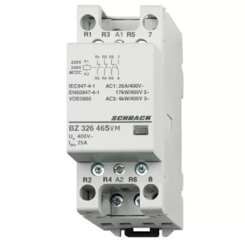   SCHRACK - Sorbaépíthető mágneskapcsoló 25A, 1z+3ny, 230V ACDC 2KE - BZ326465VM