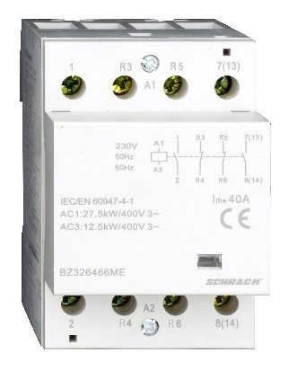 SCHRACK - BZ326466ME AMPARO sorbaépíthető mágneskapcsoló 40A, 2z+2ny, 230V AC 3KE