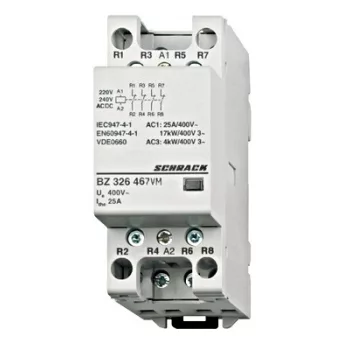   SCHRACK - Sorbaépíthető mágneskapcsoló 25A/4kW, 4ny, 230V AC 3KE - BZ326467--