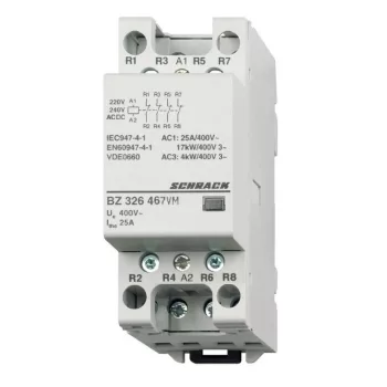   SCHRACK - Sorbaépíthető mágneskapcsoló 25A, 4ny, 230V ACDC 2KE - BZ326467VM