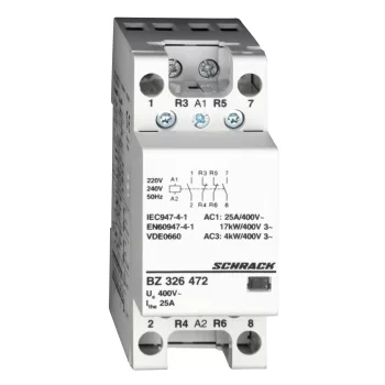   SCHRACK - Sorbaépíthető mágneskapcsoló 25A, 2z+2ny, 230V AC 2KE - BZ326472--
