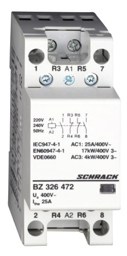 SCHRACK - BZ326472 Sorbaépíthető mágneskapcsoló 25A, 2z+2ny, 230V AC 2KE