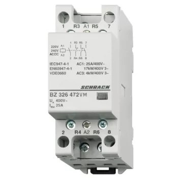   SCHRACK - Sorbaépíthető mágneskapcsoló 25A, 2z+2ny, 230V ACDC 2KE - BZ326472VM