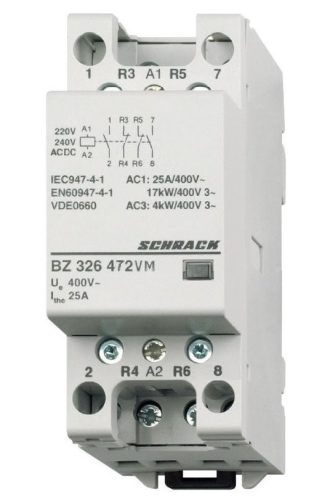 SCHRACK - BZ326472VM Sorbaépíthető mágneskapcsoló 25A, 2z+2ny, 230V ACDC 2KE
