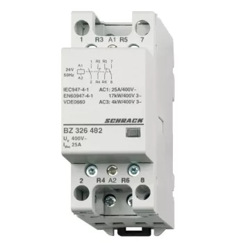   SCHRACK - Sorbaépíthető mágneskapcsoló 25A, 2z+2ny, 24V AC 2KE - BZ326482--