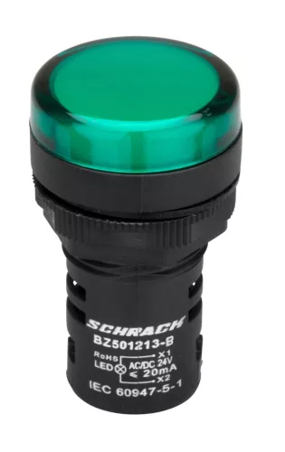 SCHRACK - Kompakt jelzőlámpa, LED, 24V AC/DC, zöld - BZ501213-B
