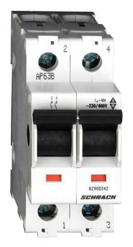 SCHRACK-BZ900242 Sorbaépíthető leválasztó kapcsoló, 40A, 2 pólusú, 2KE