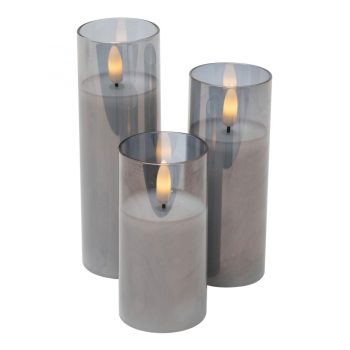   SOMOGYI ELEKTRONIC - CDS 3 - LED-es gyertya szett, üvegben, Ø5x10/12,5/15 cm