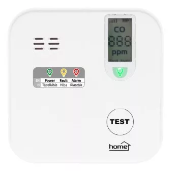 SOMOGYI ELEKTRONIC - CO10SMART - HOME szén-monoxid vészjelző, Tuya, WiFi , LCD kijelző, elemes, 5 év elem élettartam, 10 év érzékelő élettartam, CO