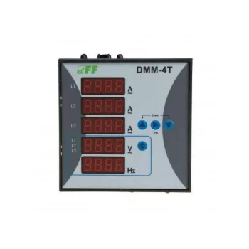   F&F Filipowski - DMM-4T - Multiméter, 3 fázis, áramerősség, feszültség és frekvencia kijelzés, előlapra, szerelhető - HD Hungária - DMM-4T