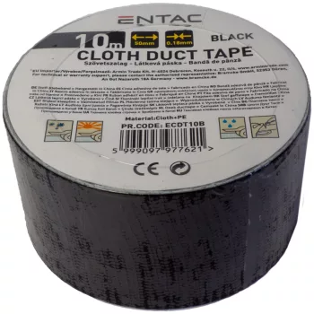 Entac Szövet erősítésű szalag 0.18x50mm Fekete 10m