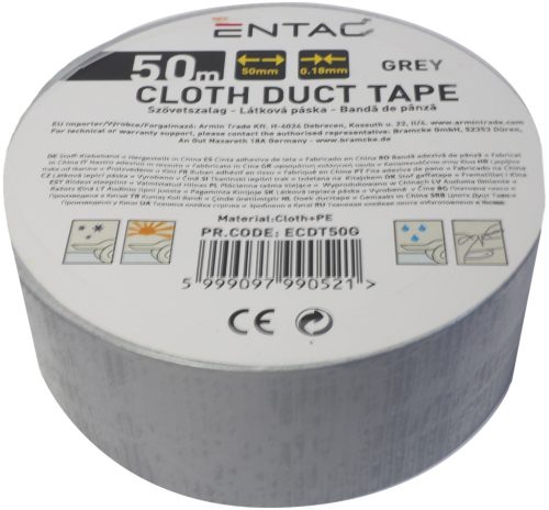 Entac Szöveterősítésű Szalag 0.18x50mm Szürke 50m