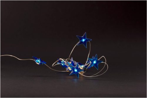 Entac Karácsonyi Beltéri Füzér Kék csillag 10 LED WW 1,3m (2AA nt.)