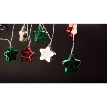   Entac Karácsonyi Beltéri Színes Csillag 60mm Füzér 10 LED WW 1,65m (2AA nt.)