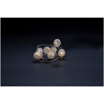   Entac Karácsonyi Beltéri Füzér Áttetsző Műanyag golyó 10 LED WW 1,3m (2AA nt.)