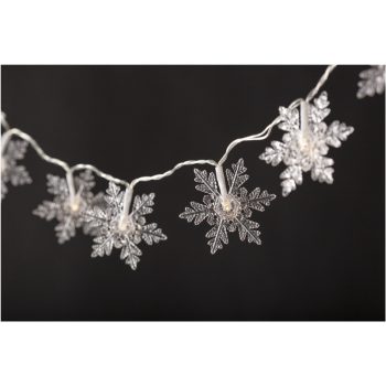   Entac Karácsonyi Beltéri Füzér Műanyag hópehely 10 LED WW 1,3m (2AA nt.)