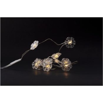   Entac Karácsonyi Beltéri Műanyag Füzér Hópehely 10 LED WW 1,3m (2AA nt.)