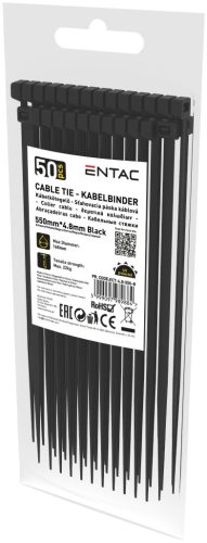Entac Kábelkötegelő 4.8mmx550mm Fekete 50db/csomag