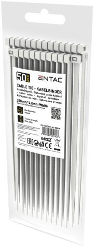Entac Kábelkötegelő 4.8mmx550mm Fehér 50db/csomag