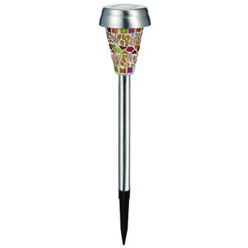   Entac Kerti Szolár Lámpa 400mm Rozsdamentes acél Színes Mozaik Üveg 1 LED 12/display