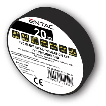 Entac Szigetelőszalag 0.13x19mm Fekete 20m