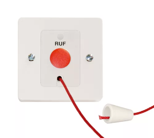 SCHRACK - Süllyesztett hívó nyomóbetét+LED+húzózsinór+fedlap hófehér  - EL740034--