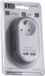 Entac Hálózati Adapter 1 Földelt Aljzat és 2 USB (össz. 2.1A) Fehér