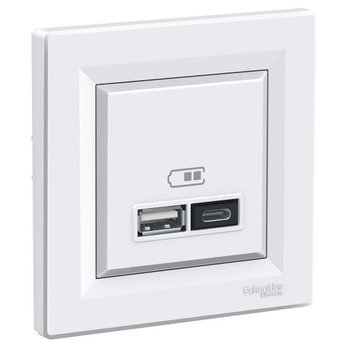 SCHNEIDER EPH2700321 - ASFORA Dupla USB töltő, 2.4A, A+C, fehér