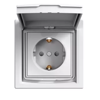   SCHNEIDER EPH3100321 - ASFORA 2P+F csatlakozóaljzat, biztonsági zsalu, csapfedeles - IP44, kerettel, fehér